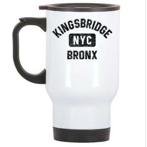 Kingsbridge Bronx Gym Style Distressed White Print Funny Gift Stainless Steel Travel Mug