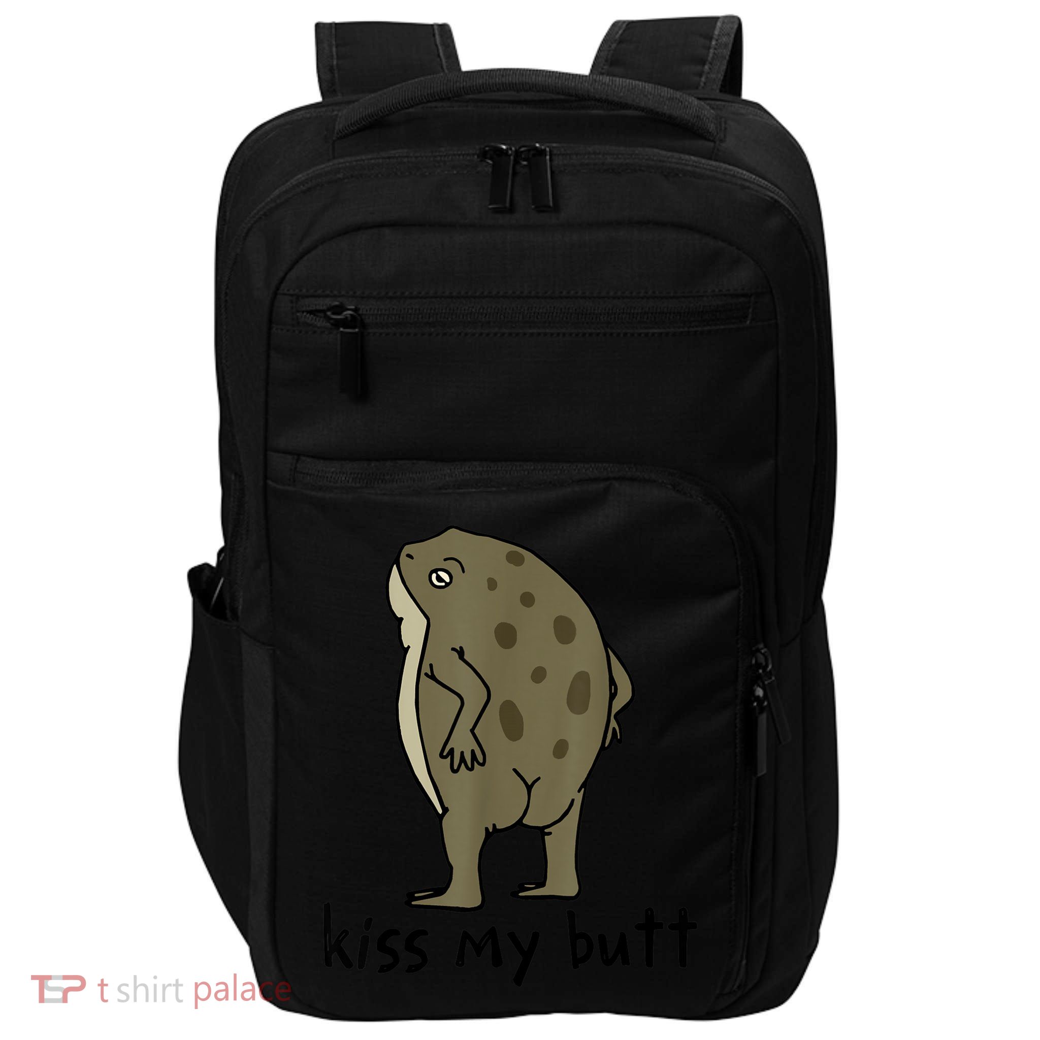 KissMy Butt Green Frog Funny Frog Impact Tech Backpack