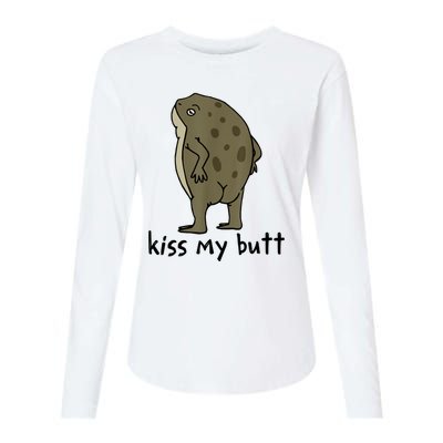 KissMy Butt Green Frog Funny Frog Womens Cotton Relaxed Long Sleeve T-Shirt