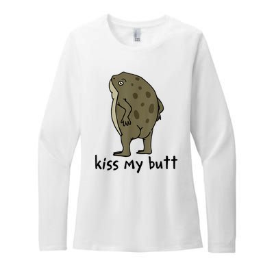 KissMy Butt Green Frog Funny Frog Womens CVC Long Sleeve Shirt