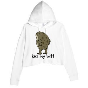 KissMy Butt Green Frog Funny Frog Crop Fleece Hoodie