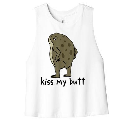 KissMy Butt Green Frog Funny Frog Women's Racerback Cropped Tank