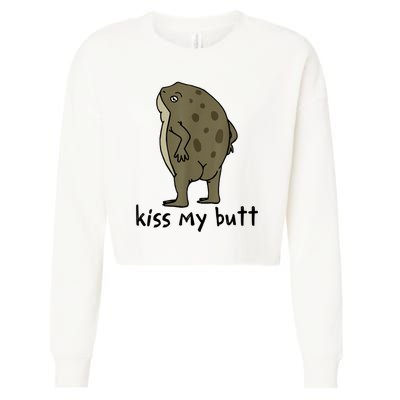 KissMy Butt Green Frog Funny Frog Cropped Pullover Crew