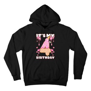 Kids Birthday Girl 4 Years Ice Cream Its My 4th Birthday Hoodie