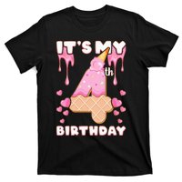 Kids Birthday Girl 4 Years Ice Cream Its My 4th Birthday T-Shirt