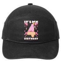 Kids Birthday Girl 4 Years Ice Cream Its My 4th Birthday 7-Panel Snapback Hat