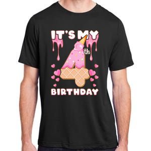 Kids Birthday Girl 4 Years Ice Cream Its My 4th Birthday Adult ChromaSoft Performance T-Shirt