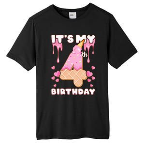 Kids Birthday Girl 4 Years Ice Cream Its My 4th Birthday Tall Fusion ChromaSoft Performance T-Shirt