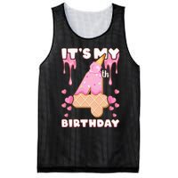 Kids Birthday Girl 4 Years Ice Cream Its My 4th Birthday Mesh Reversible Basketball Jersey Tank