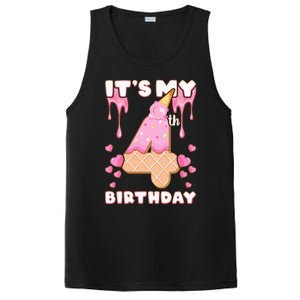 Kids Birthday Girl 4 Years Ice Cream Its My 4th Birthday PosiCharge Competitor Tank