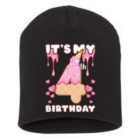 Kids Birthday Girl 4 Years Ice Cream Its My 4th Birthday Short Acrylic Beanie