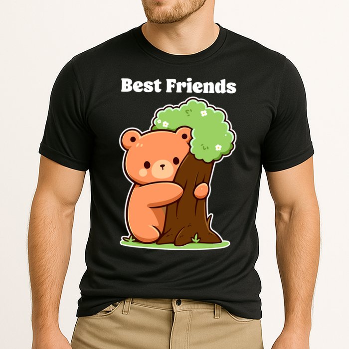 Kawaii Bear Hugging Tree Wildlife Animal Lover For Friends Cooling Performance Crew T-Shirt