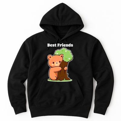 Kawaii Bear Hugging Tree Wildlife Animal Lover For Friends Hoodie