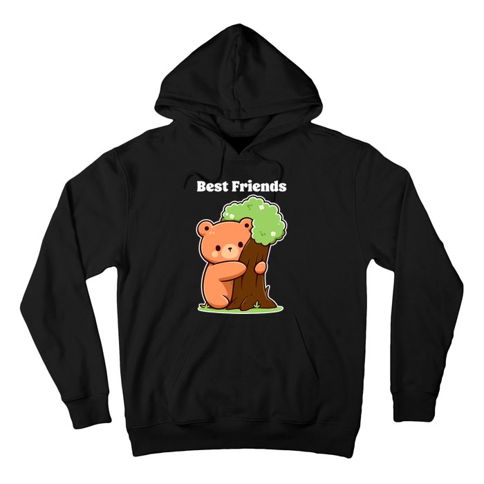 Kawaii Bear Hugging Tree Wildlife Animal Lover For Friends Hoodie