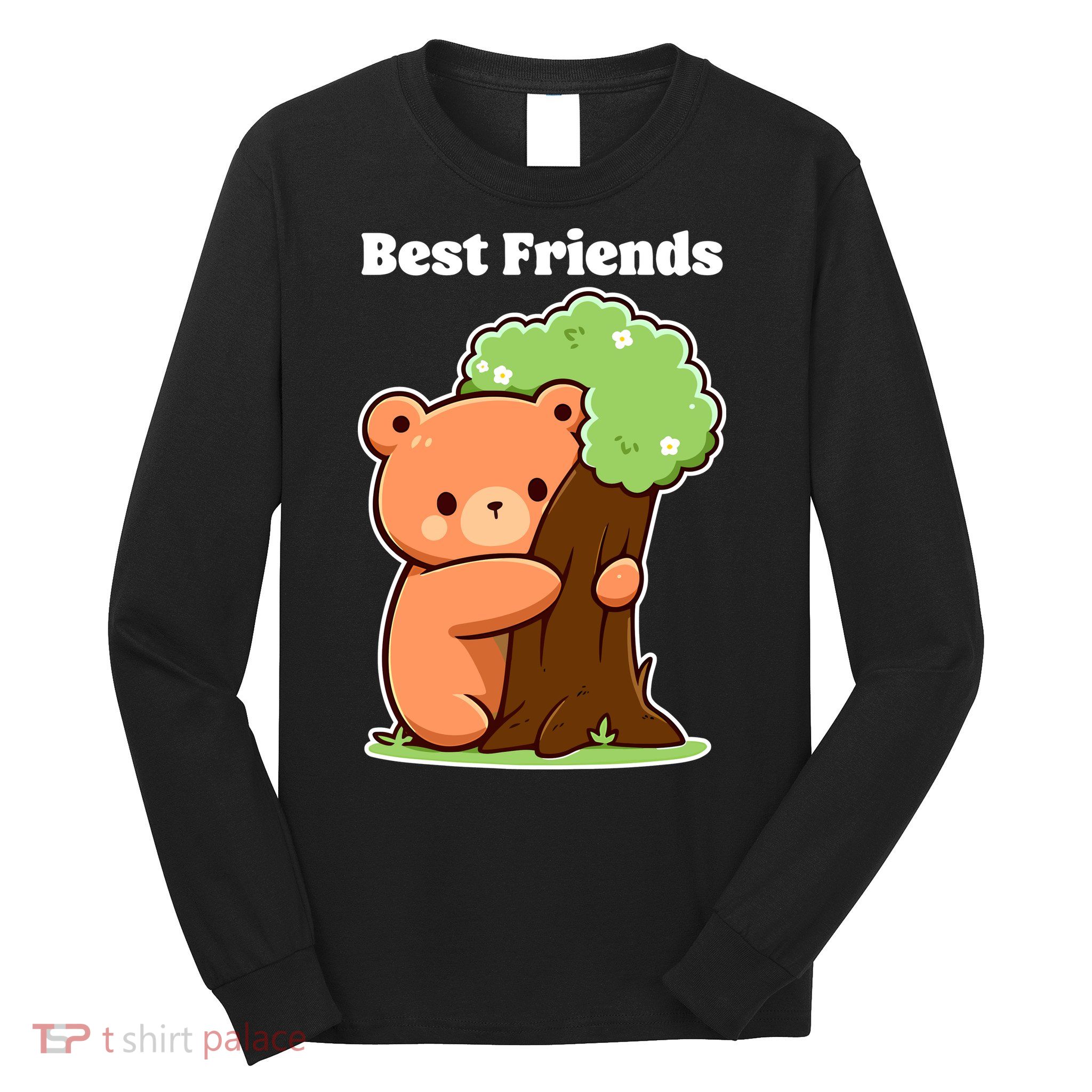 Kawaii Bear Hugging Tree Wildlife Animal Lover For Friends Long Sleeve Shirt