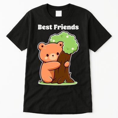 Kawaii Bear Hugging Tree Wildlife Animal Lover For Friends Tall T-Shirt