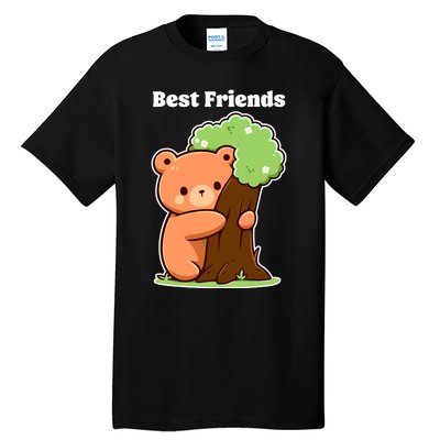 Kawaii Bear Hugging Tree Wildlife Animal Lover For Friends Tall T-Shirt