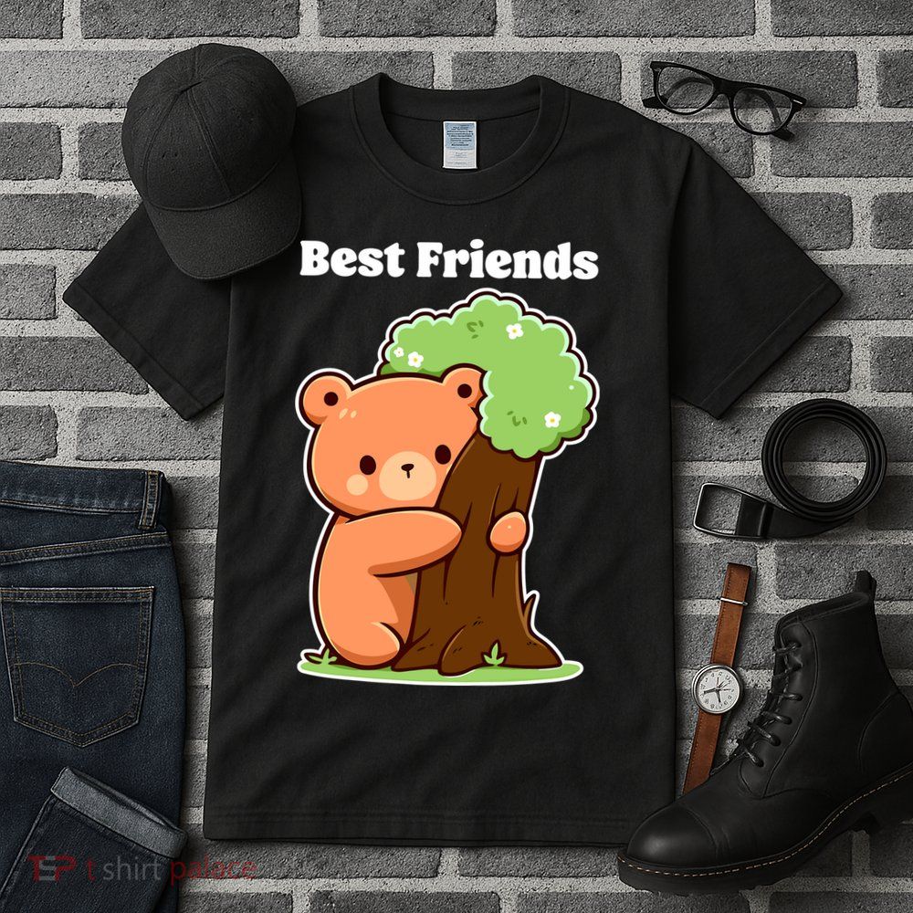 Kawaii Bear Hugging Tree Wildlife Animal Lover For Friends Tall T-Shirt