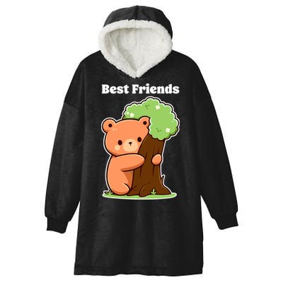 Kawaii Bear Hugging Tree Wildlife Animal Lover For Friends Hooded Wearable Blanket