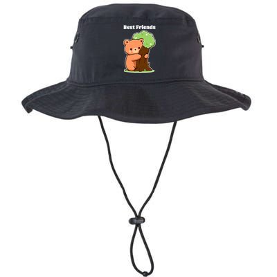 Kawaii Bear Hugging Tree Wildlife Animal Lover For Friends Bucket Hat