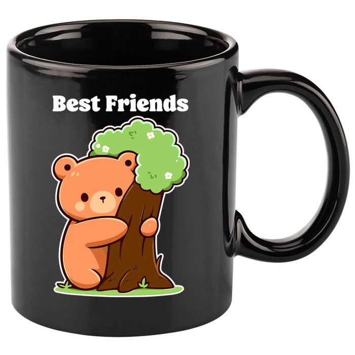 Kawaii Bear Hugging Tree Wildlife Animal Lover For Friends 11oz C Handle Ceramic Mug