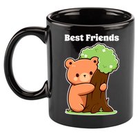 Kawaii Bear Hugging Tree Wildlife Animal Lover For Friends 11oz C Handle Ceramic Mug