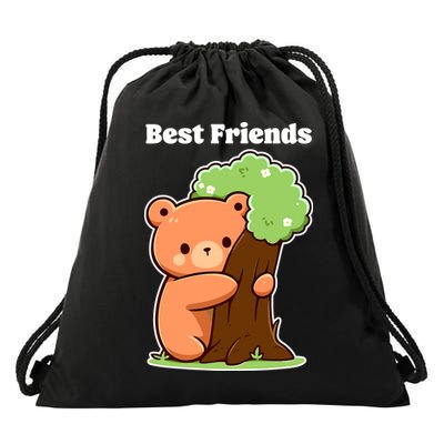 Kawaii Bear Hugging Tree Wildlife Animal Lover For Friends Drawstring Bag