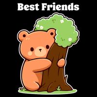 Kawaii Bear Hugging Tree Wildlife Animal Lover For Friends Drawstring Bag