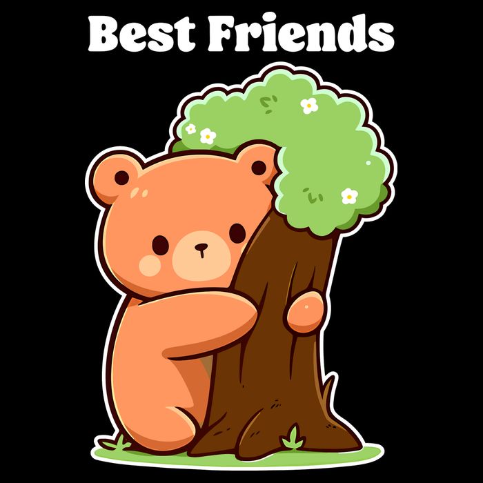 Kawaii Bear Hugging Tree Wildlife Animal Lover For Friends Drawstring Bag