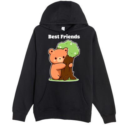 Kawaii Bear Hugging Tree Wildlife Animal Lover For Friends Premium Pullover Hoodie