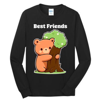 Kawaii Bear Hugging Tree Wildlife Animal Lover For Friends Tall Long Sleeve T-Shirt