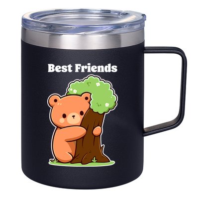 Kawaii Bear Hugging Tree Wildlife Animal Lover For Friends 12oz Stainless Steel Coffee Mug