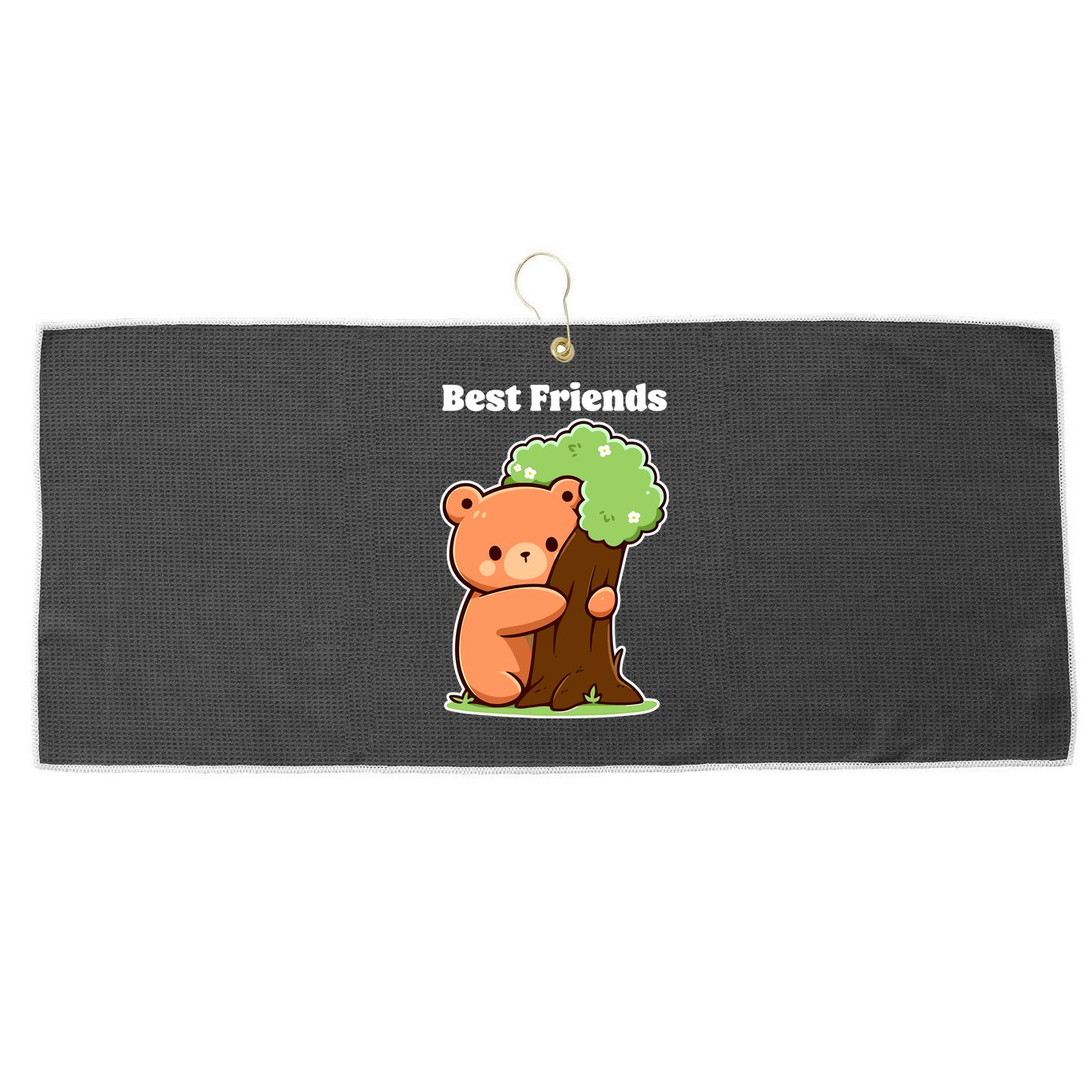 Kawaii Bear Hugging Tree Wildlife Animal Lover For Friends Large Microfiber Waffle Golf Towel