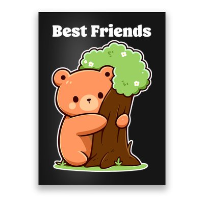 Kawaii Bear Hugging Tree Wildlife Animal Lover For Friends Poster