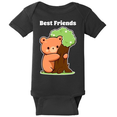 Kawaii Bear Hugging Tree Wildlife Animal Lover For Friends Baby Bodysuit