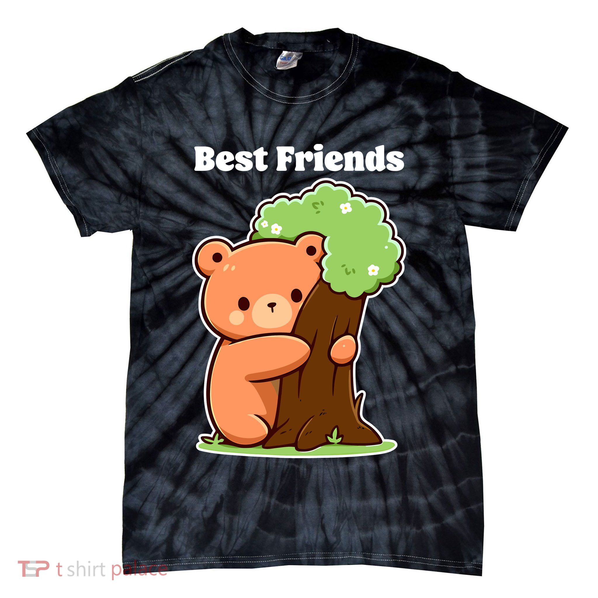 Kawaii Bear Hugging Tree Wildlife Animal Lover For Friends Tie-Dye T-Shirt