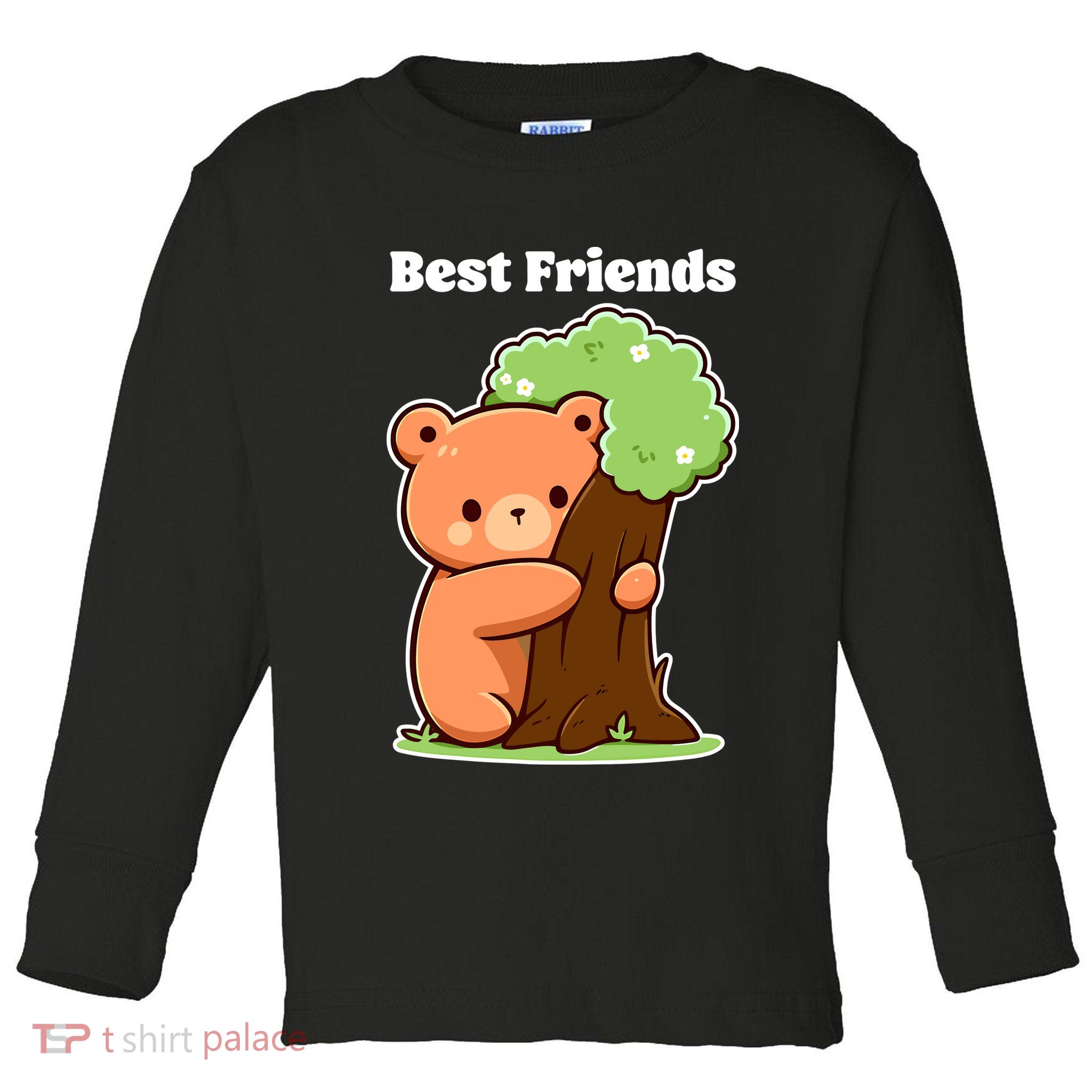 Kawaii Bear Hugging Tree Wildlife Animal Lover For Friends Toddler Long Sleeve Shirt