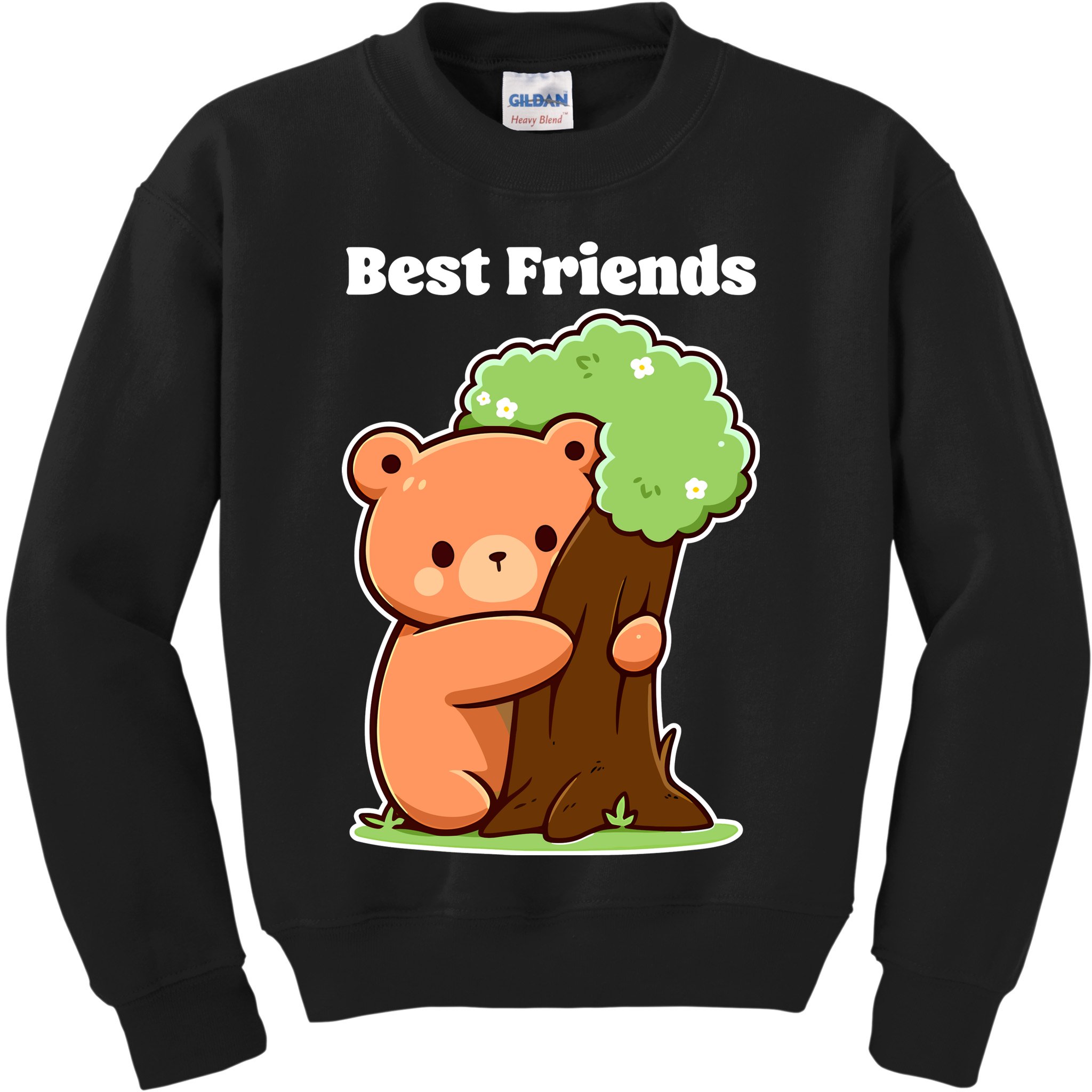 Kawaii Bear Hugging Tree Wildlife Animal Lover For Friends Kids Sweatshirt