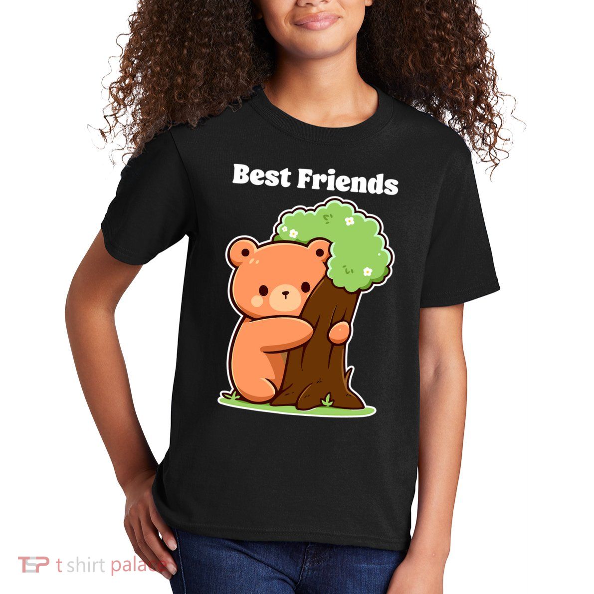 Kawaii Bear Hugging Tree Wildlife Animal Lover For Friends Kids T-Shirt