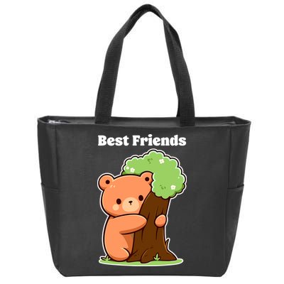 Kawaii Bear Hugging Tree Wildlife Animal Lover For Friends Zip Tote Bag