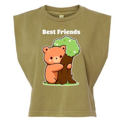 Kawaii Bear Hugging Tree Wildlife Animal Lover For Friends Garment-Dyed Women's Muscle Tee