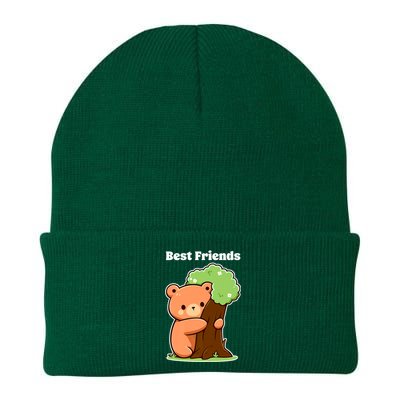 Kawaii Bear Hugging Tree Wildlife Animal Lover For Friends Knit Cap Winter Beanie