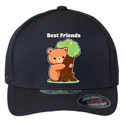 Kawaii Bear Hugging Tree Wildlife Animal Lover For Friends Flexfit Unipanel Trucker Cap