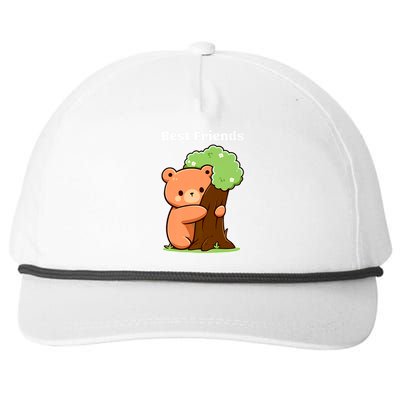 Kawaii Bear Hugging Tree Wildlife Animal Lover For Friends Snapback Five-Panel Rope Hat