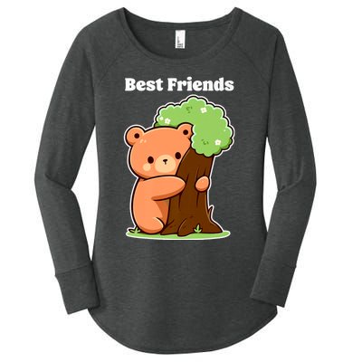 Kawaii Bear Hugging Tree Wildlife Animal Lover For Friends Women's Perfect Tri Tunic Long Sleeve Shirt