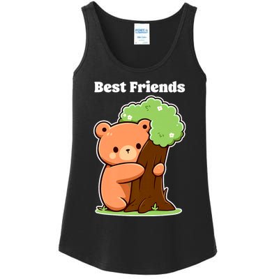 Kawaii Bear Hugging Tree Wildlife Animal Lover For Friends Ladies Essential Tank