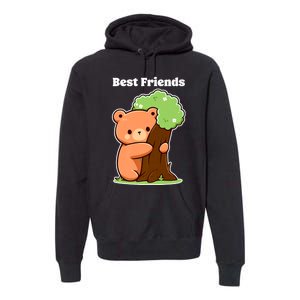 Kawaii Bear Hugging Tree Wildlife Animal Lover For Friends Premium Hoodie