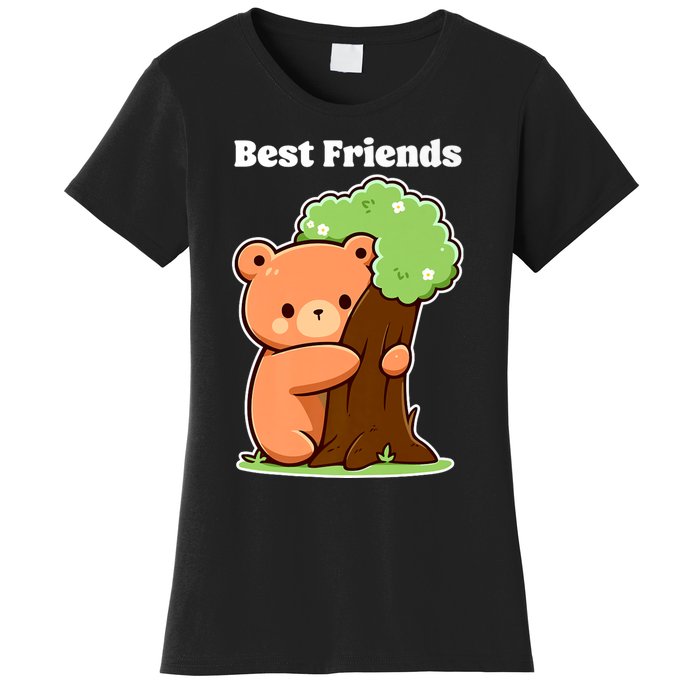 Kawaii Bear Hugging Tree Wildlife Animal Lover For Friends Women's T-Shirt