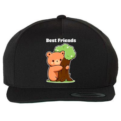 Kawaii Bear Hugging Tree Wildlife Animal Lover For Friends Wool Snapback Cap