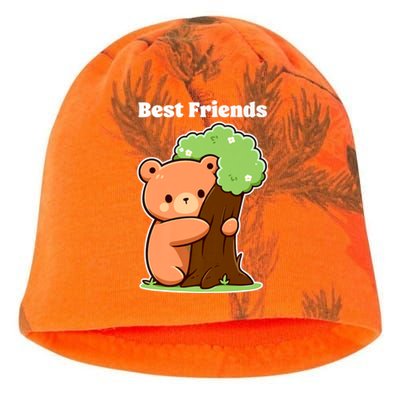 Kawaii Bear Hugging Tree Wildlife Animal Lover For Friends Kati - Camo Knit Beanie